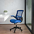 Flash Furniture Mesh Mid-Back Swivel Task Chair With Flip-Up Arms, Blue/Black