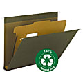 Smead® Hanging Folders With Dividers, Letter Size, 100% Recycled, Standard Green, Pack Of 10