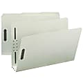 Smead® Pressboard Fastener Folders, 3" Expansion, Legal Size, 100% Recycled, Gray/Green, Pack Of 25