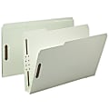 Smead® Pressboard Fastener Folders, 2" Expansion, Legal Size, 100% Recycled, Gray/Green, Pack Of 25
