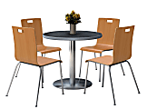 KFI Studios Jive Round Pedestal Table With 4 Stacking Chairs, 29"H x 36"W x 36"D, Natural/Graphite Nebula 