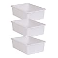 Teacher Created Resources Large Plastic Storage Bins, 5”H x 11-1/2”W x 16-1/4”D, White, Pack Of 3 Bins 1 thumbnail image