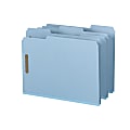 Smead® Pressboard Fastener Folders, 1" Expansion, 8 1/2" x 11", Letter, 100% Recycled, Blue, Box of 25
