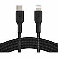 Belkin 30W USB-C to Lightning Cable - Nylon, Braided - M/M - 2m/6.6ft - Black - 6.56 ft Lightning/USB-C Data Transfer Cable - First End: Lightning - Second End: USB Type C - MFI - Black