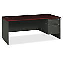 HON® 38000 72"W Right-Pedestal Computer Desk, Mahogany/Charcoal