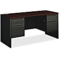 HON® 38000 Kneespace 60"W Computer Desk Credenza, Mahogany/Charcoal