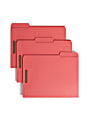 Smead® Color Reinforced Tab Fastener Folders, Letter Size, 1/3 Cut, 100% Recycled, Red, Pack Of 50