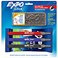EXPO® Click Fine-Point Dry-Erase Starter Set — 3 Assorted Markers, Eraser, Cleaning Wipes