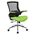 Office Star™ Work Smart Faux Leather Screen-Back Manager Chair With Padded Flip Arms, Green