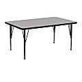 Flash Furniture 48"W Rectangular HP Laminate Activity Table With Short Height-Adjustable Legs, Gray