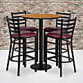 Flash Furniture Round Table And 4 Ladder-Back Bar Stools, 42”H x 30”W x 30”D, Natural/Burgundy 1 thumbnail image