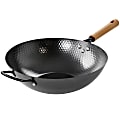 Oster Bressler Carbon Steel Nonstick Wok With Wooden Handle, 13-1/2”, Black/Brown 1 thumbnail image