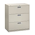 HON® Brigade® 600 36"W x 18"D Lateral 3-Drawer File Cabinet, Light Gray 1 thumbnail image