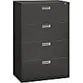 HON® 600 36"W x 19-1/4"D Lateral 4-Drawer File Cabinet With Lock, Charcoal