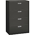 HON® 600 36"W x 18"D Lateral 4-Drawer File Cabinet With Lock, Charcoal 1 thumbnail image