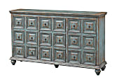 Coast to Coast Bell Apothecary Style 3- Door Sideboard Credenza, 39"H x 66"W x 16"D, Roxanna Aged Blue