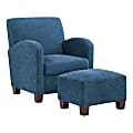 Office Star Aiden Chair With Legs And Ottoman, Navy/Espresso