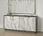 Coast to Coast Sculpter 70" Width Transitional Credenza With 4 Doors, Gray
