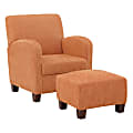 Office Star Aiden Chair With Legs And Ottoman, Orange/Espresso