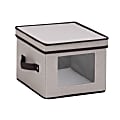 Honey-Can-Do Canvas Dinnerware Storage Box, Small Size, Black/Gray