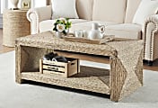 Coast to Coast Cayman Straw Rope Rectangle Cocktail Table, 19-1/2”H x 48”W x 24-1/2”D, Natural