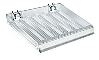 Azar Displays Nail Polish Trays With Flip Fronts, 6-Compartment, Metal U-Hooks/C-Channel, Small Size, 1 1/4" x 12" x 9 1/2", Clear, Pack Of 2