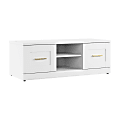 Bush Furniture Hampton Heights 48"W Shoe Bench With Doors, White, Standard Delivery