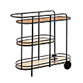 Sauder® Coral Cape Modern 3-Shelf Metal And Glass Bar Cart, 33-1/8"H x 39-1/2"W x 15-1/8"D, Black/Amber 1 thumbnail image