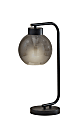 Adesso Atticus Table Lamp, 20”H, Smoked Glosted Glass Shade/Black Base 1 thumbnail image