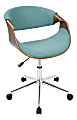 LumiSource Curvo Mid-Century Modern Mid-Back Chair, Teal/Walnut/Silver