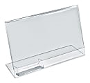 Azar Displays Acrylic Horizontal L-Shaped Sign Holders With Business Card Pocket, 8-1/2"H x 11"W x 3"D, Clear, Pack Of 10 Holders