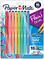 Paper Mate Flair Dual Felt-Tip Pens, Pack Of 16 Pens, Brush And Medium Tips, Assorted Barrel Colors, Assorted Ink Colors