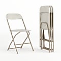 Flash Furniture Hercules Series Folding Chairs, Beige, Pack Of 4 Chairs