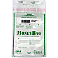 PM® Company Biodegradable Plastic Money Bags, 12"H x 9"W x 3/4"D, Green/Clear, Pack Of 50