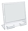 Azar Displays Slanted Sign Holders With 2 Business Card Pockets, 8-1/2"H x 11"W x 3"D, Clear, Pack Of 2 Holders