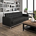 Flash Furniture Hercules Lacey Contemporary Bonded LeatherSoft™ Sofa, Black/Stainless Steel