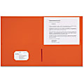 Sparco Leatherette Portfolio, 8-1/2" x 11", 2 Pocket, Orange, Box of 25