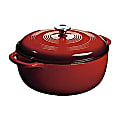 LODGE Dutch Oven With Lid, 7.5 Qt, 6-1/8"H x 12-5/8"W x 13-3/8"D, Island Spice Red