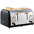 MegaChef 4-Slice Wide Slot Toaster With Variable Browning, Black/Rose Gold