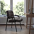 Flash Furniture LeatherSoft Executive Side Reception Chair with Powder Coated Frame, Brown/Black