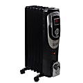 Optimus 1500-Watt Digital 7-Fins Oil-Filled Radiator Heater With Timer, 25" x 14", Black