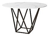 Zuo Modern Tintern Composite Stone And Steel Round Dining Table, 29-15/16”H x 51-1/4”W x 51-1/4”D, White/Antique Bronze 1 thumbnail image