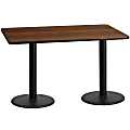 Flash Furniture Rectangular Laminate Table Top With Round Table Height Base, 31-3/16”H x 30”W x 60”D, Walnut 1 thumbnail image