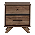 South Shore Flam 2-Drawer Nightstand, 21-7/8"H x 19-1/2"W x 16-1/2"D, Natural Walnut/Matte Black 1 thumbnail image