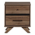 South Shore Flam 2-Drawer Nightstand, 21-7/8"H x 19-1/2"W x 16-1/2"D, Natural Walnut/Matte Black