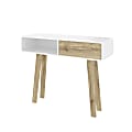 Bestar Alhena Console Table, 30-13/16"H x 39-7/16"W x 13-7/16"D, UV White/Sandy Brown Oak