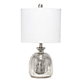 Lalia Home Hammered Glass Jar Table Lamp, 20"H, White Shade/Mercury Base