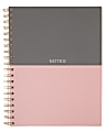 TUL® Spiral-Bound Notebook, 7-1/2" x 10", 1 Subject, Narrow Ruled, 80 Sheets, Gray/Pink