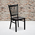 Flash Furniture Vertical Back Restaurant Accent Chair, Mahogany Seat/Black Frame