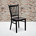 Flash Furniture Vertical Back Restaurant Accent Chair, Mahogany Seat/Black Frame 1 thumbnail image